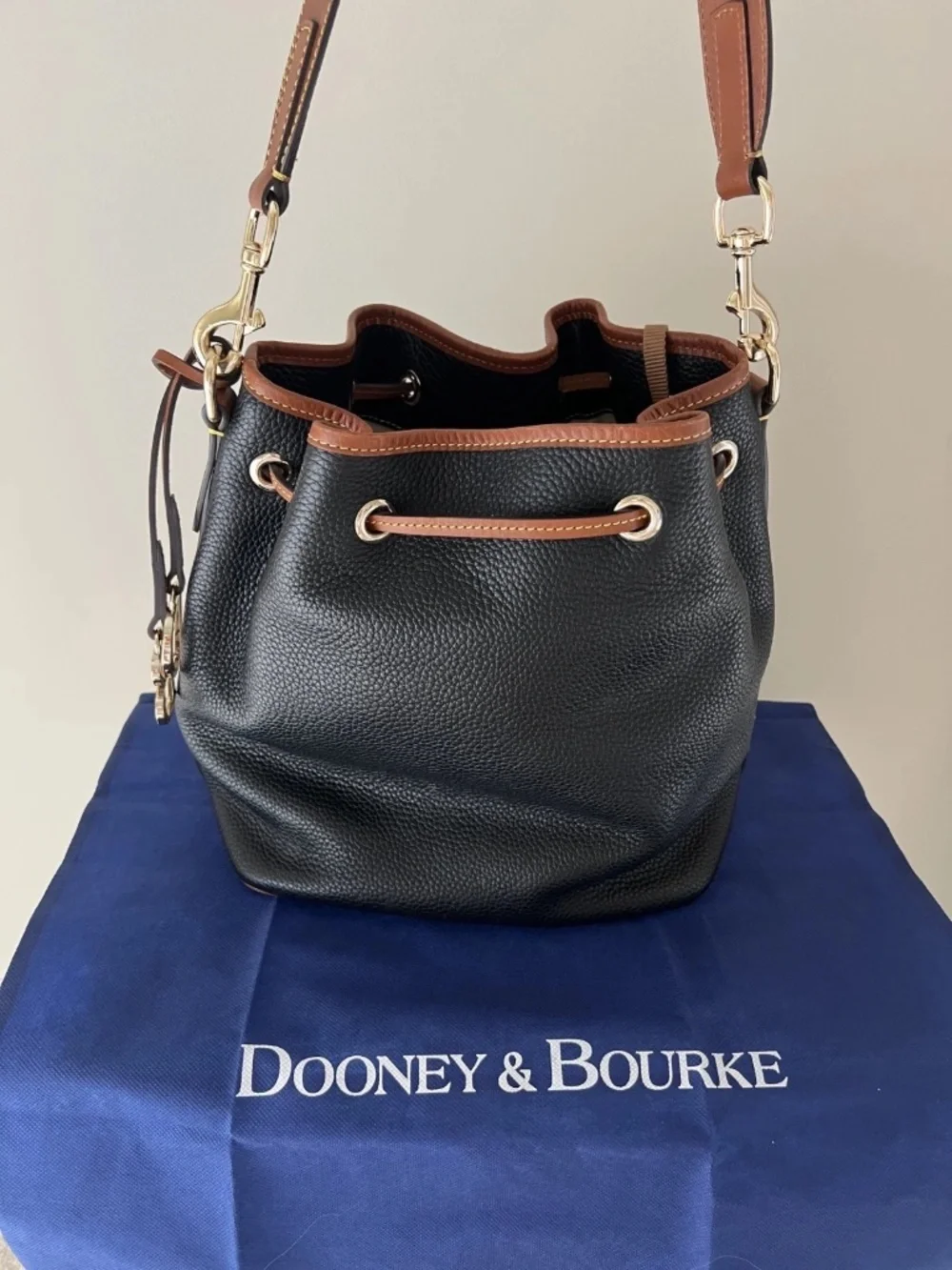 Dooney & Bourke Drawstring Bucket Sling Shoulder Bag With Dust Bag Included